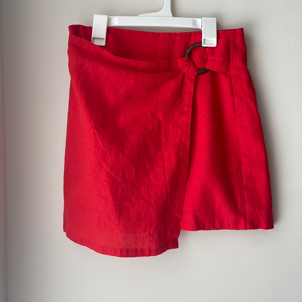 FOREVER 21 Red Wrap Mini Skirt